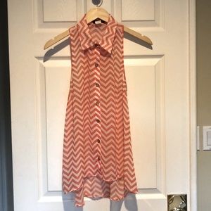 Toska Sheer Beautiful Flowing Orange Top Size M